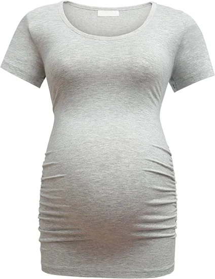 Maglietta premaman da donna in modale di bambù, maglietta classica con arricciatura laterale, vestiti per la gravidanza della mamma