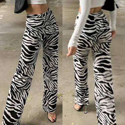 Produttori di abbigliamento da donna con pantaloni larghi con stampa zebrata nuovo stile estivo
